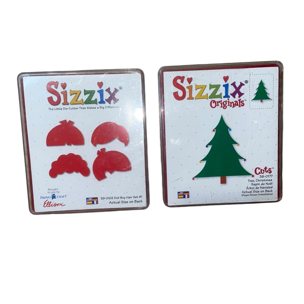 2 Sizzix Originals Christmas Tree 38-0177 & Doll Boy Hair Set #1 38-0102 crafts‎
